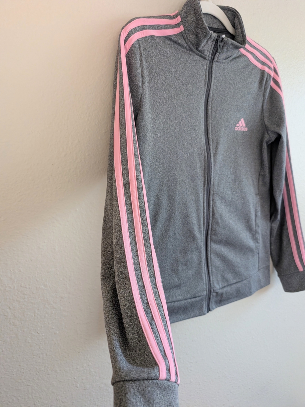 Adidas Tricot 3-Stripes Track Jacket in Gray & Pink - Size Medium - Picture 3 of 7